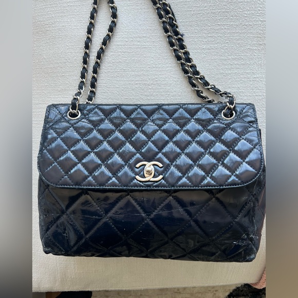 Jumbo Navy Patent Chanel Bag authentic. Poshmark certificate of authenticity inc - Picture 6 of 14